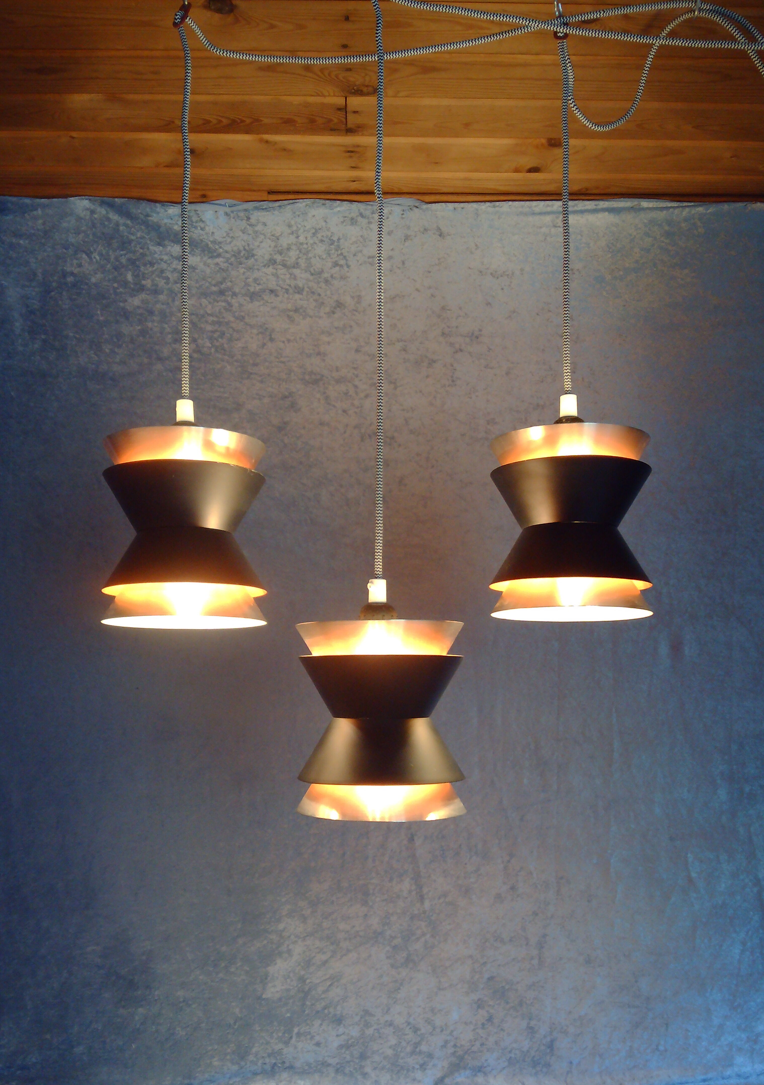 3 Trava pendants by Carl Thore for Granhaga Metallindustri. Sweden. 1960/70's