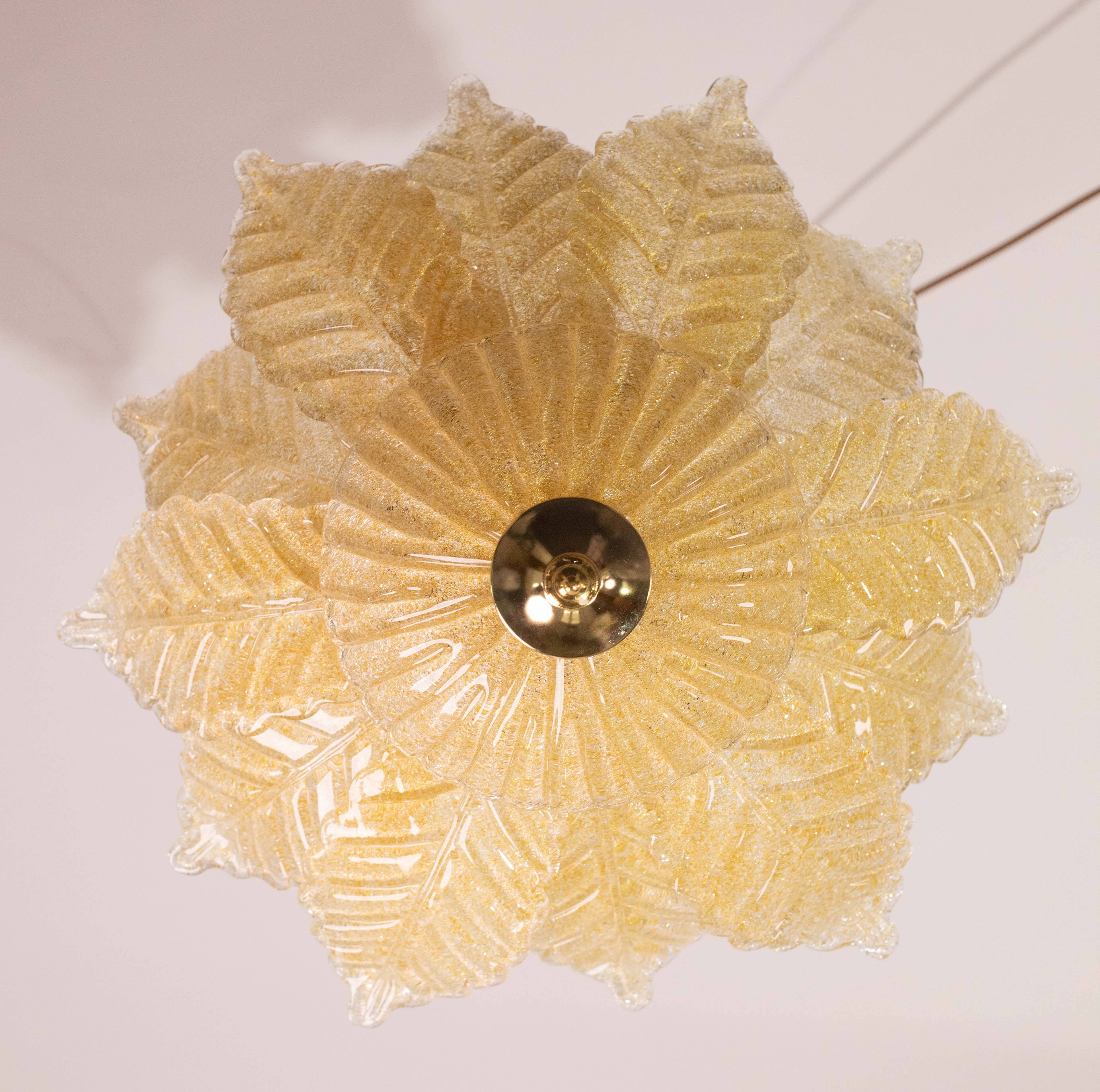 Set of 2 Rome, Murano Glass Gold\Orange Ceiling Light or Flush Mount, 1970s