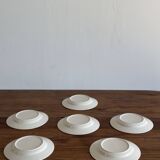Set of 6 large soup plates with blue flower frieze pattern