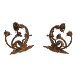 Pair of large Napoleon III bronze wall lights