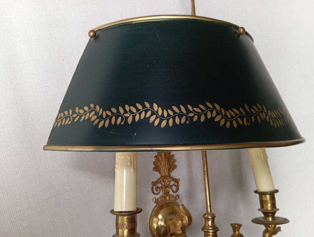 Pair of bronze and sheet metal hot water bottle wall lights
