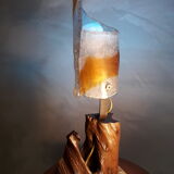 Murano glass lamp Italy 1970 foot root exotic wood