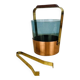 Scandinavian ice bucket in smoked glass and copper, vintage.