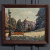 Oil on canvas by André Marait 1921 landscape flower garden XXth