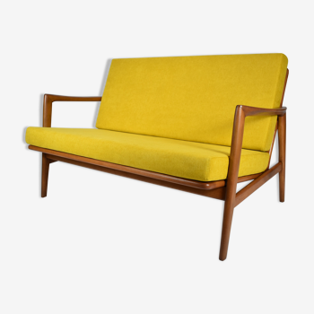 Scandinavian two-seater Sofa, 1960s, fully restored, yellow