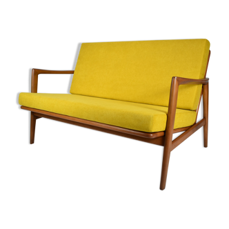Scandinavian two-seater Sofa, 1960s, fully restored, yellow