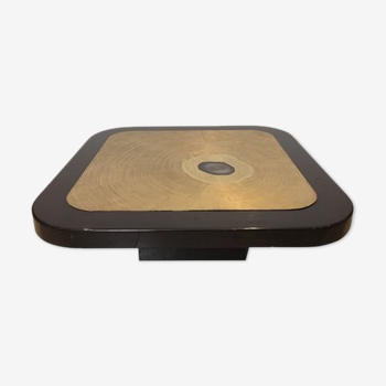 Brass coffee table engraved with blue stone by Agathe, 1987