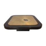 Table basse en laiton gravé de pierre bleue d'Agathe, 1987