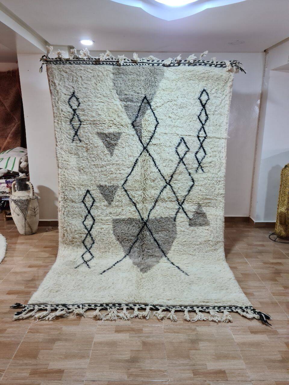 Berber Rug 250x150 cm - Black and Grey Geometric Patterns