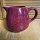 Old Red Ceramic Jug Woven Willow Style Vintage #E336