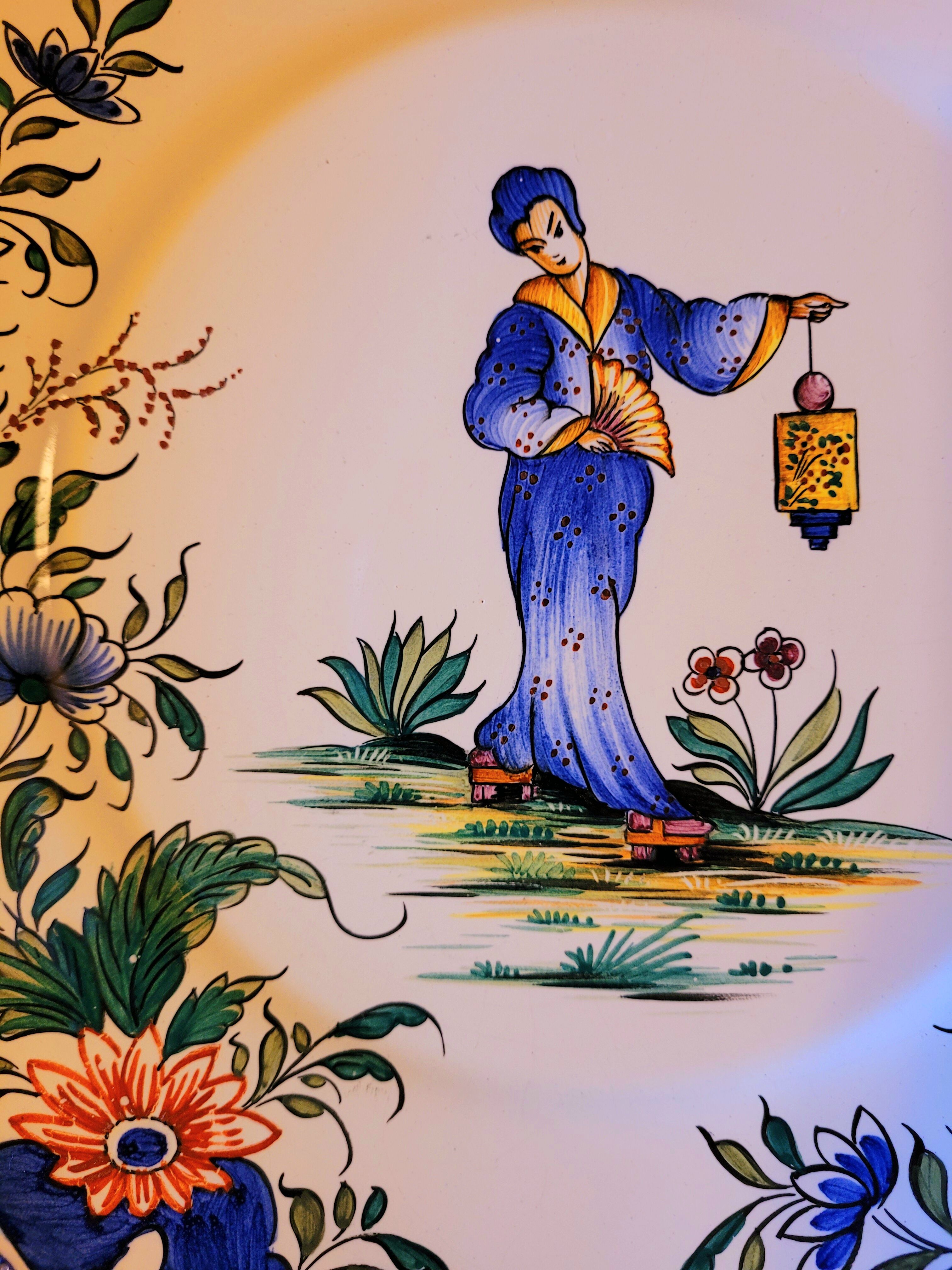 Vintage earthenware plate Asia China decor