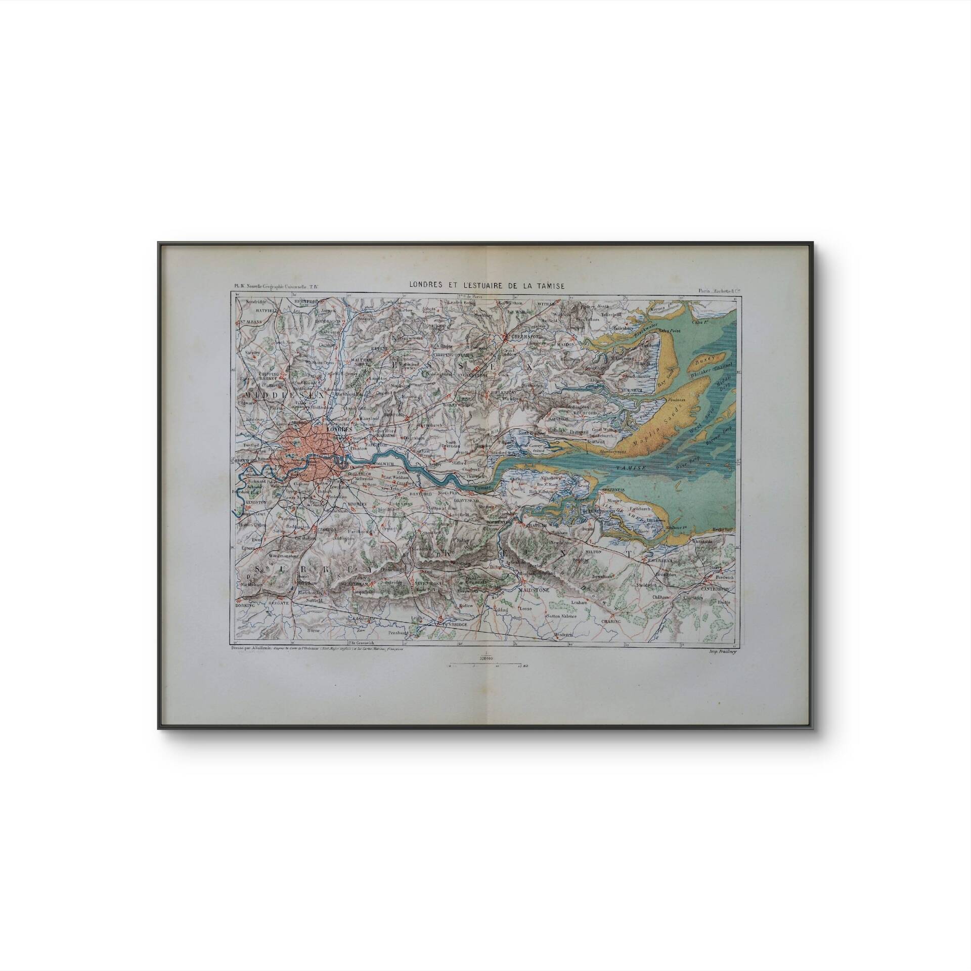 Old map of London and the Thames - 1879 | Vintage wall decoration