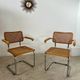 Lot 2 vintage Cesca B64 armchairs design Marcel Breuer 1970 Made in Italy light wood
