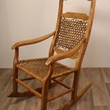 Vintage rocking chair in solid wood 1950