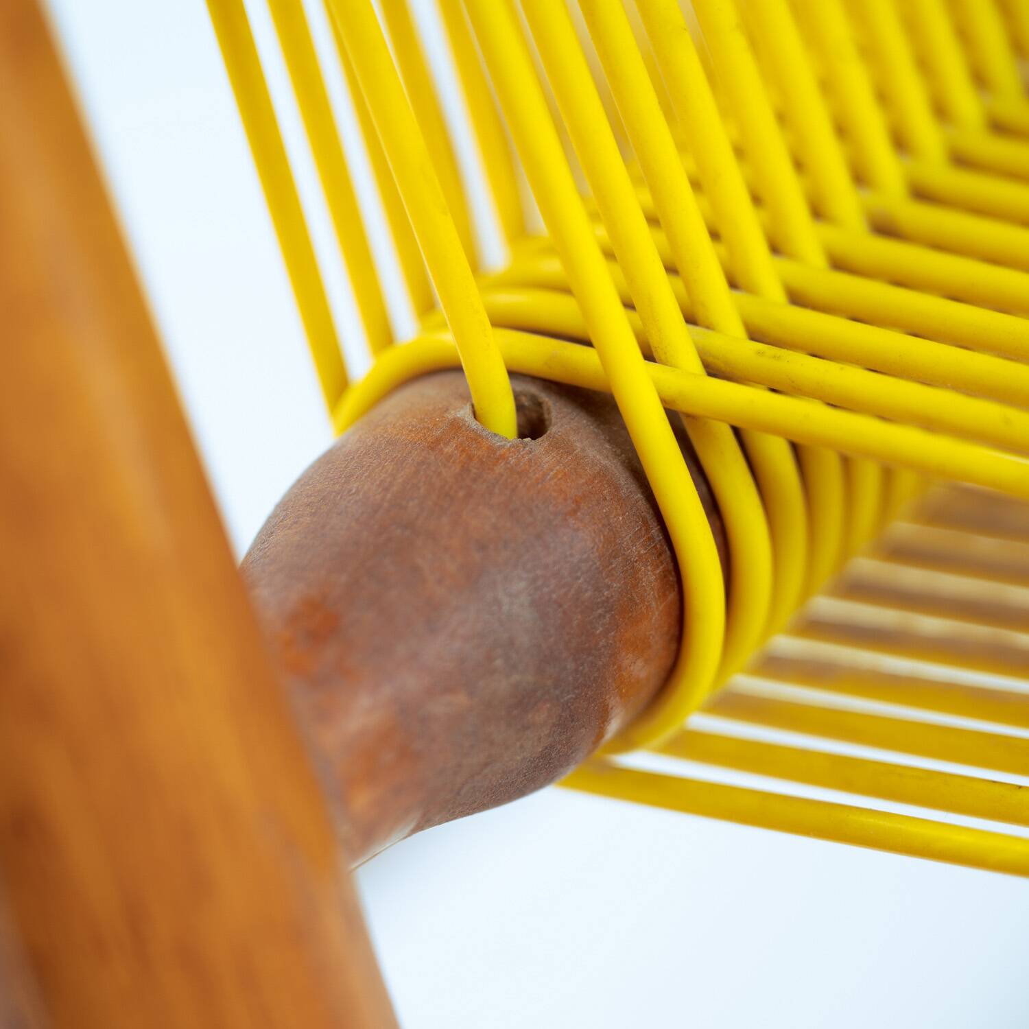 2 Yellow Spaghetti Armchairs in Beech, Garden Lounge Chairs, 1960s