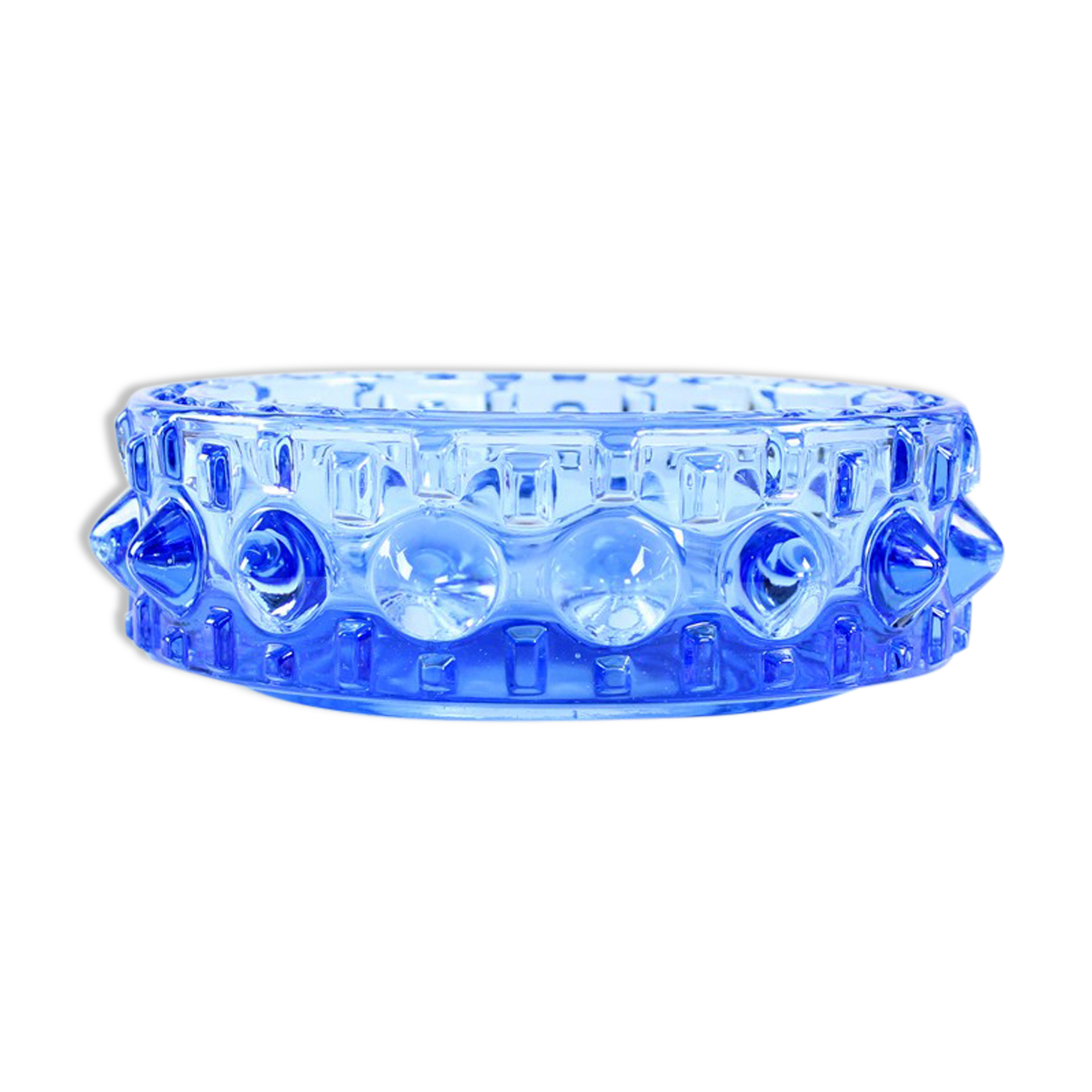 Midcentury bowl in blue glass, design by Frantisek Pečený, czechoslovakia 1960s