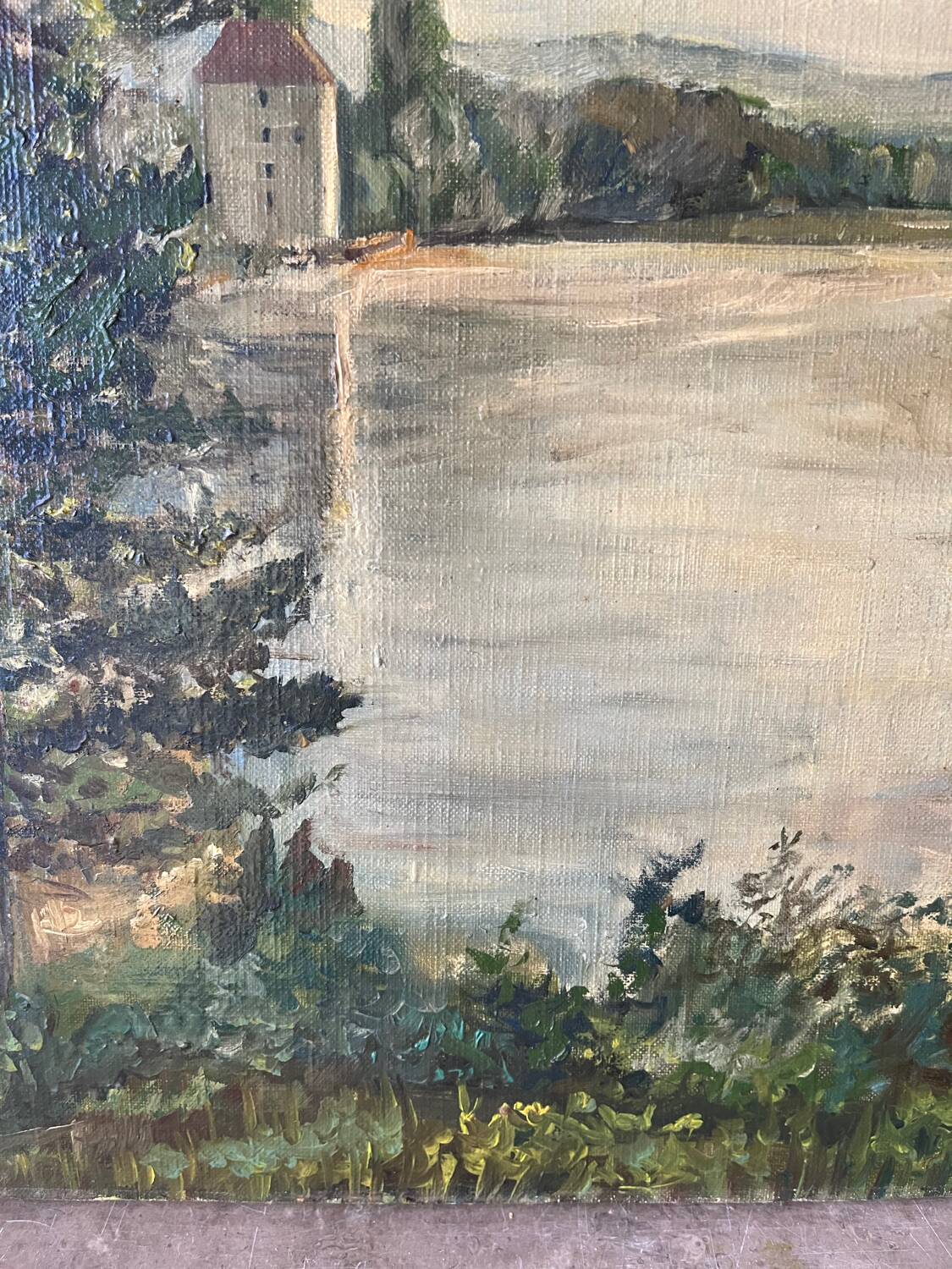 Oil on canvas "By the River", signed