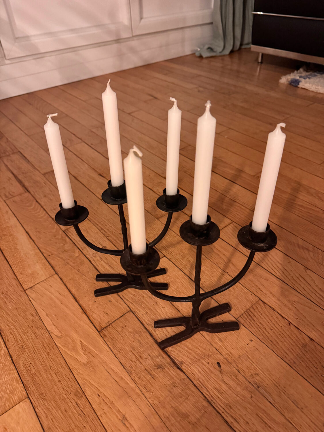 Brutalist pair of candlesticks