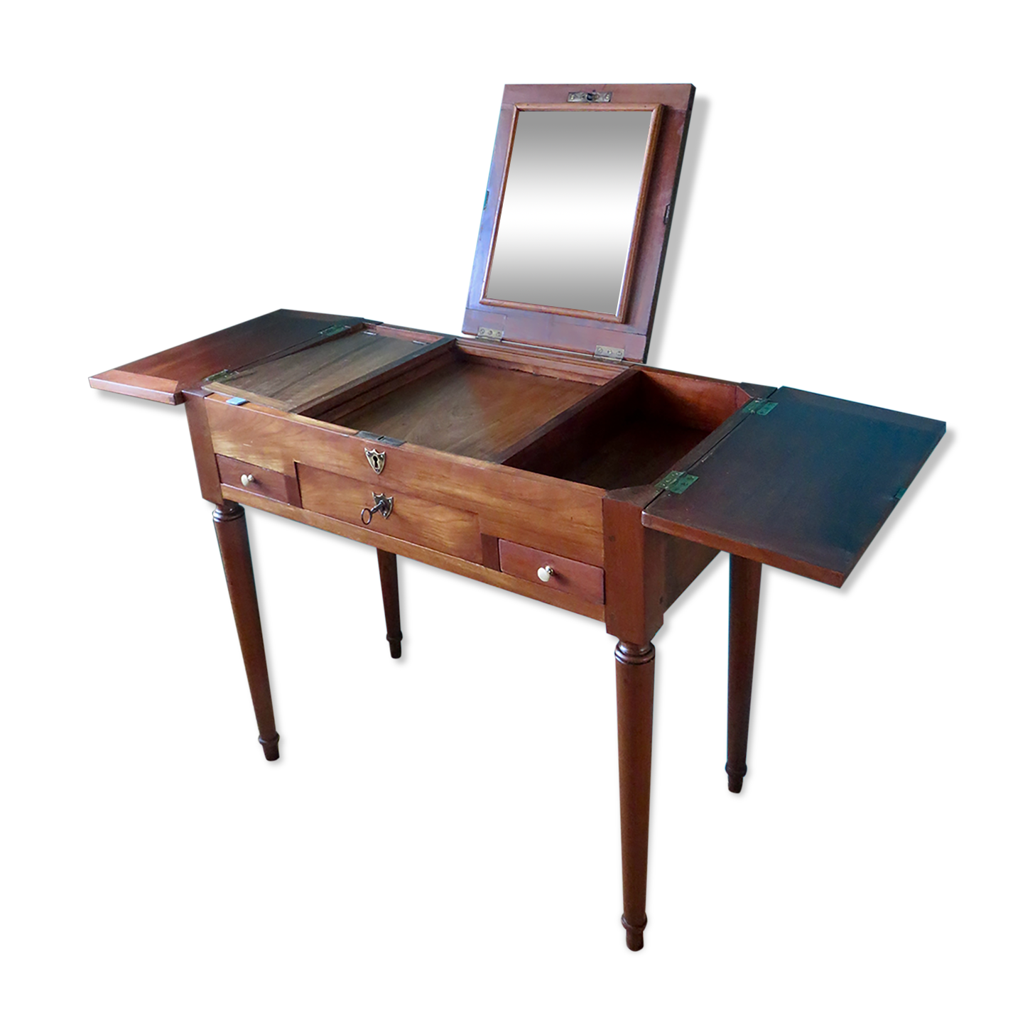 Antique dressing table, late 18th century, in solid cherry wood, France circa 1770