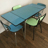 Vintage table in pool blue formica