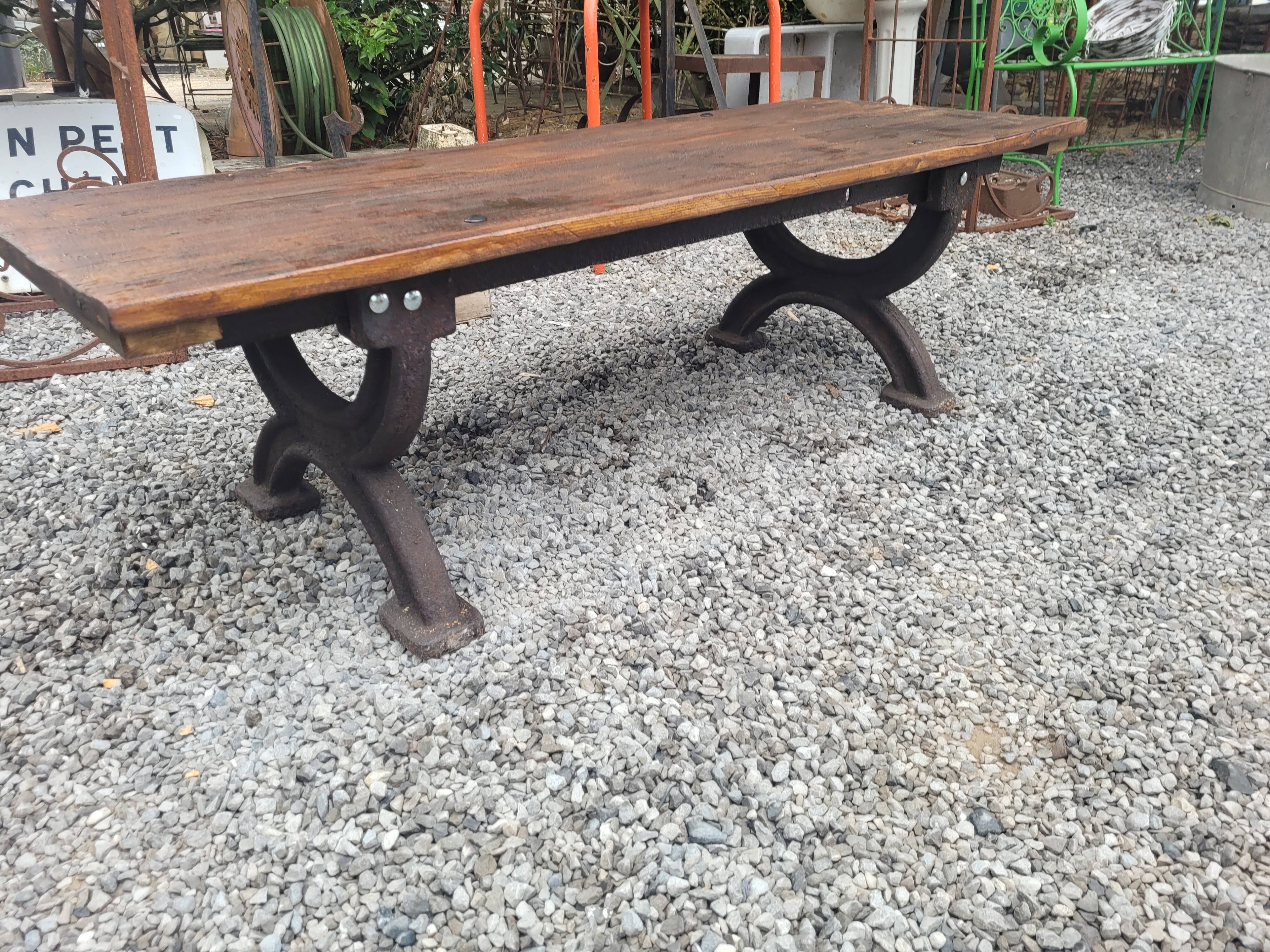 Bench or garden coffee table cast iron legs 150×56cms