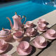 Magnificent service in art deco pastel pink porcelain.