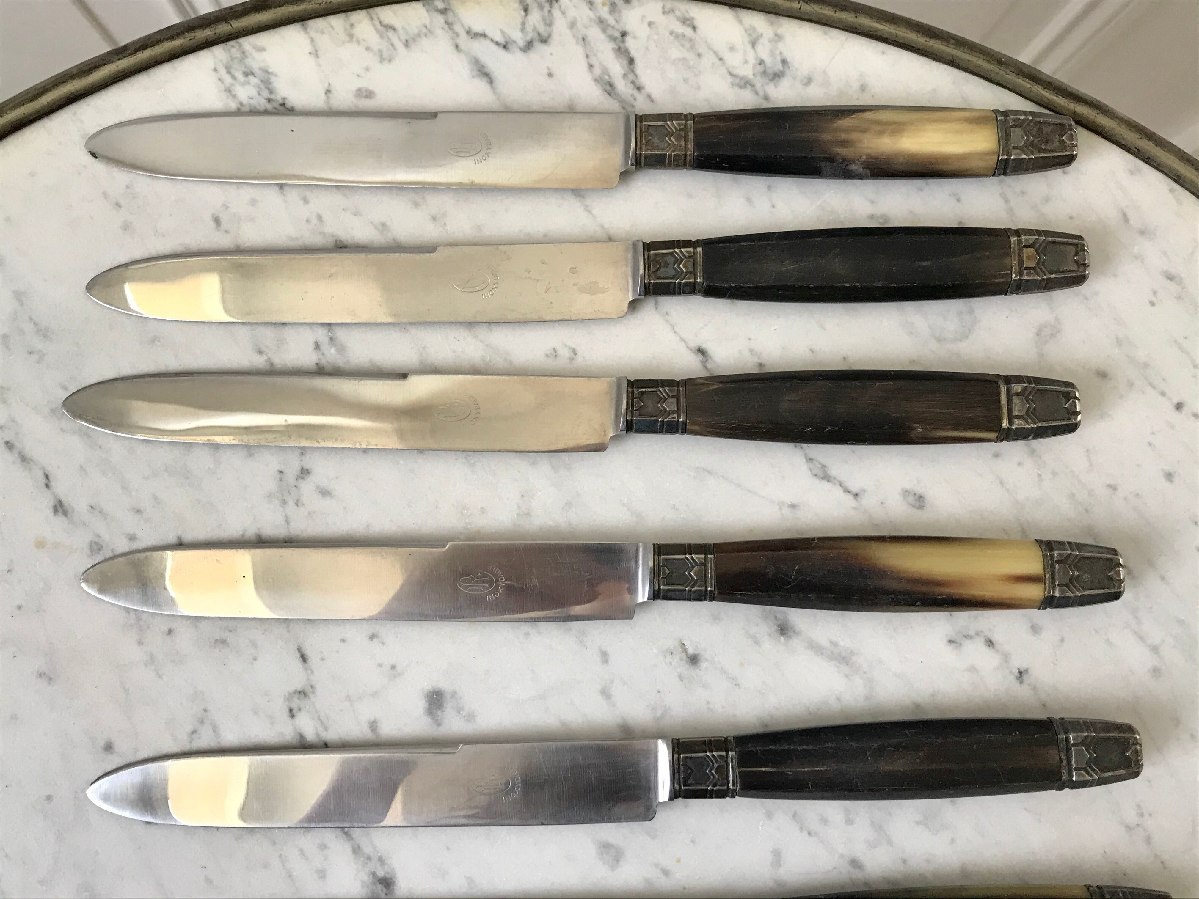 Set of 12 dark Bakelite knives 60s-70s