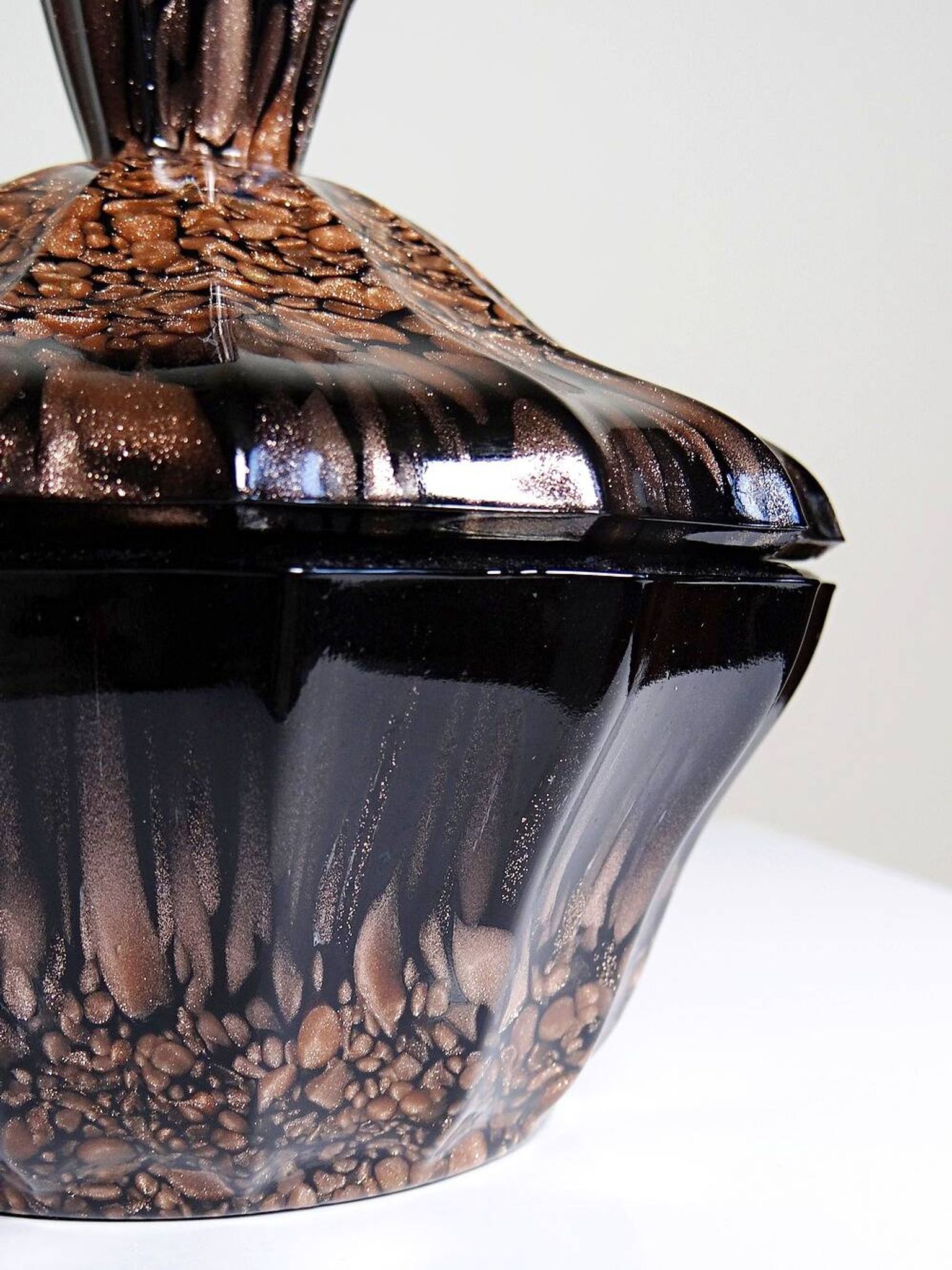 Vintage Vincenzo Nason Murano black aventurine glass sugar bowl/box