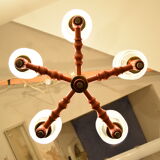 Mid-century Wood Chandelier by Instala Jilove u Decina,1960's