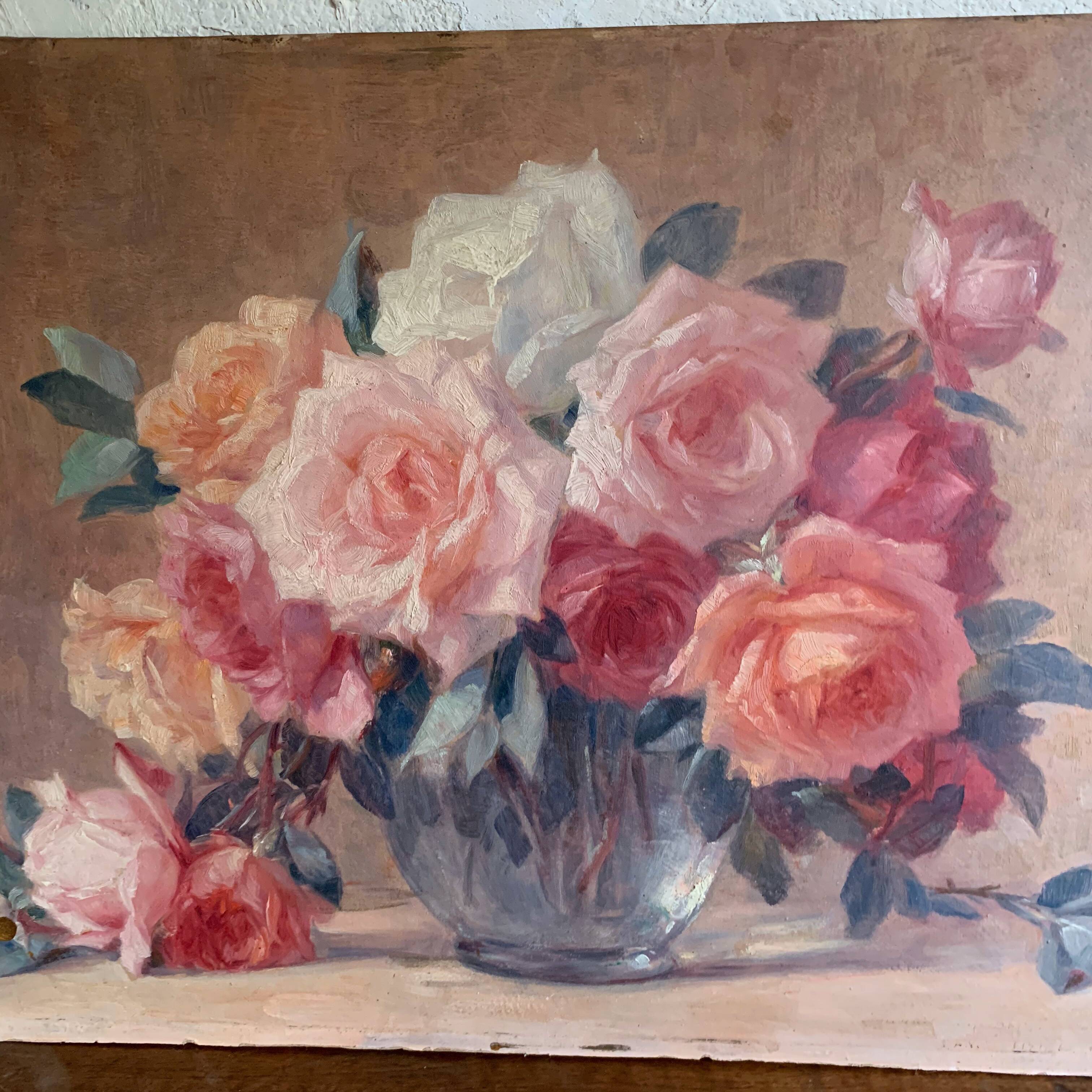 Painting bouquet of roses still life
