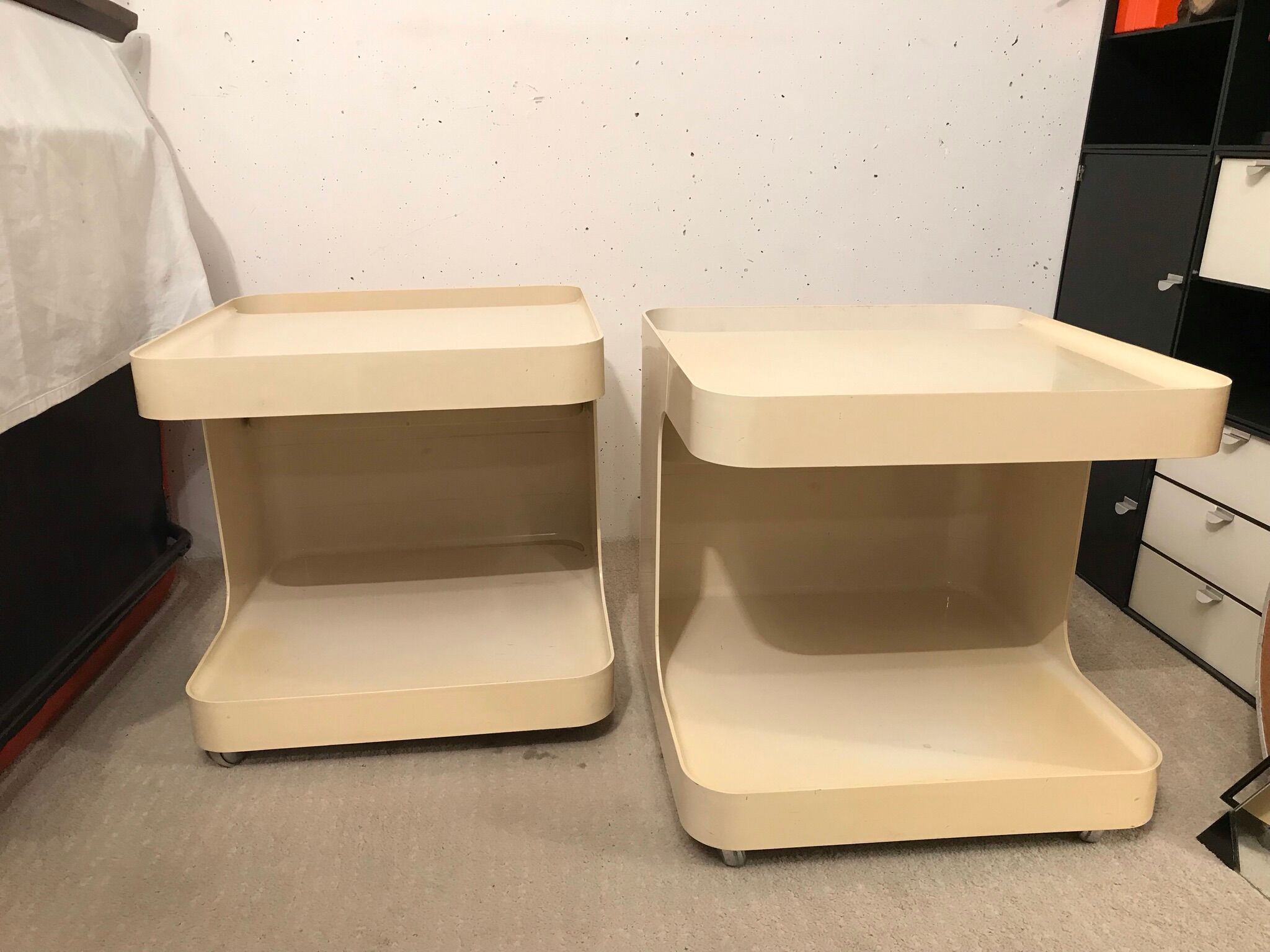 Pair of sofa ends or side tables , Marcello Siard , Longato Padova 1970