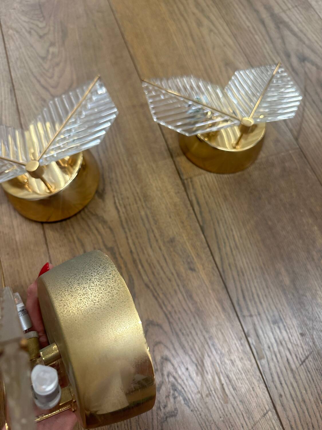 Set of 3 brass Wall Lamps, 1970