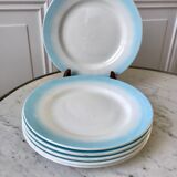 Set of 6 dessert plates sky blue gradient pastel years 40-50