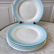 Set of 6 dessert plates sky blue gradient pastel years 40-50