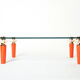Rare coffee table lacquer orange bronze glass signed Garouste & Bonetti 1995