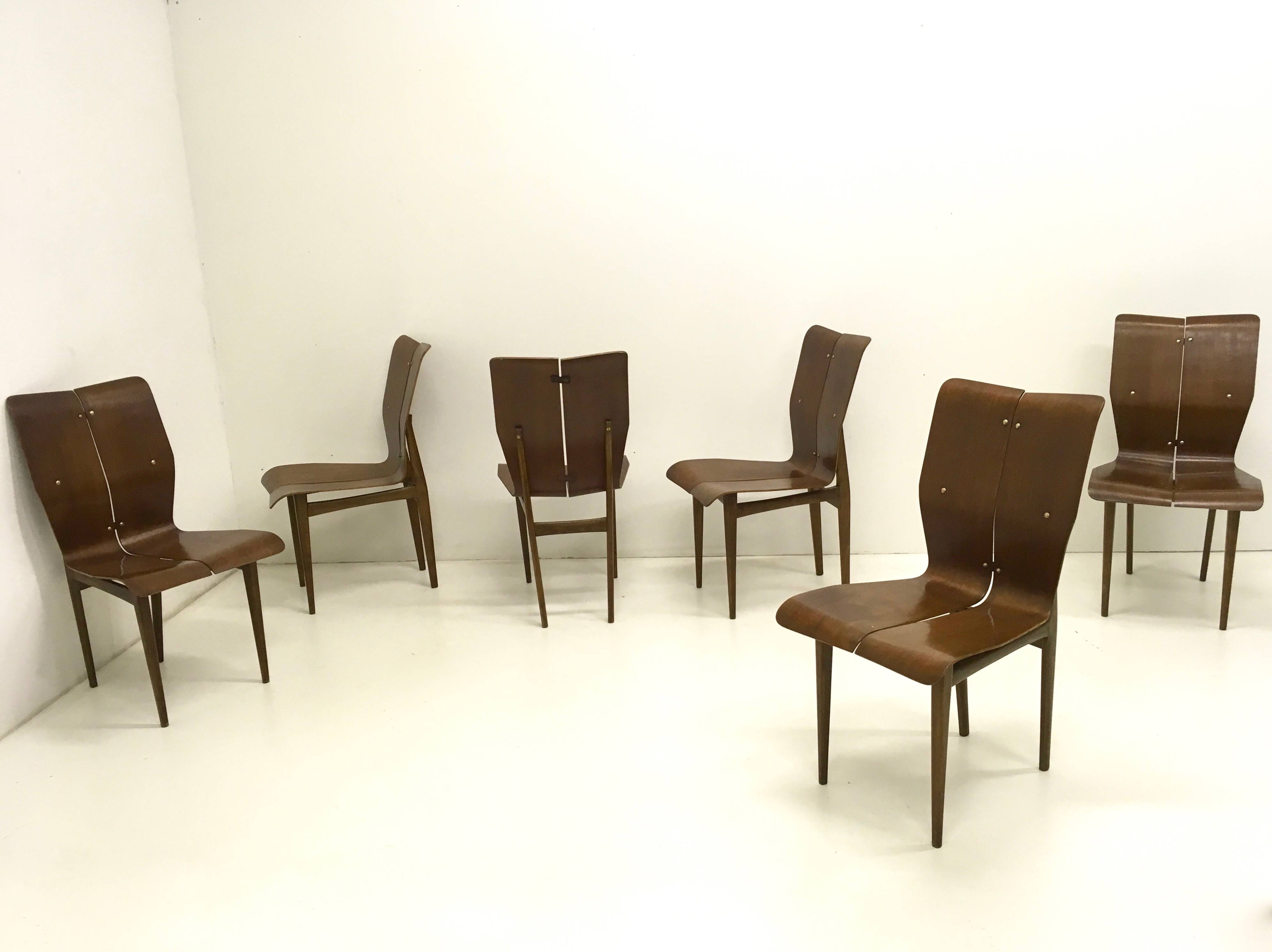 Six Vintage Curved Wood Chairs in the Style of Ilmari Tapiovaara, Finland