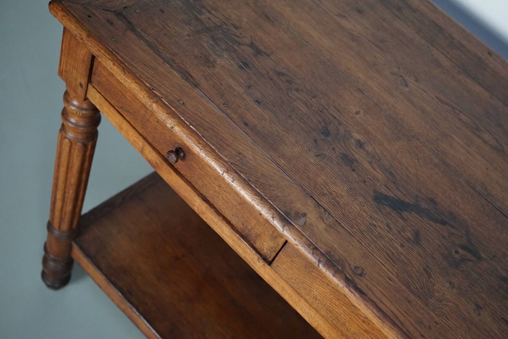 Antique oak 19th century French rustic console / drapers or side table