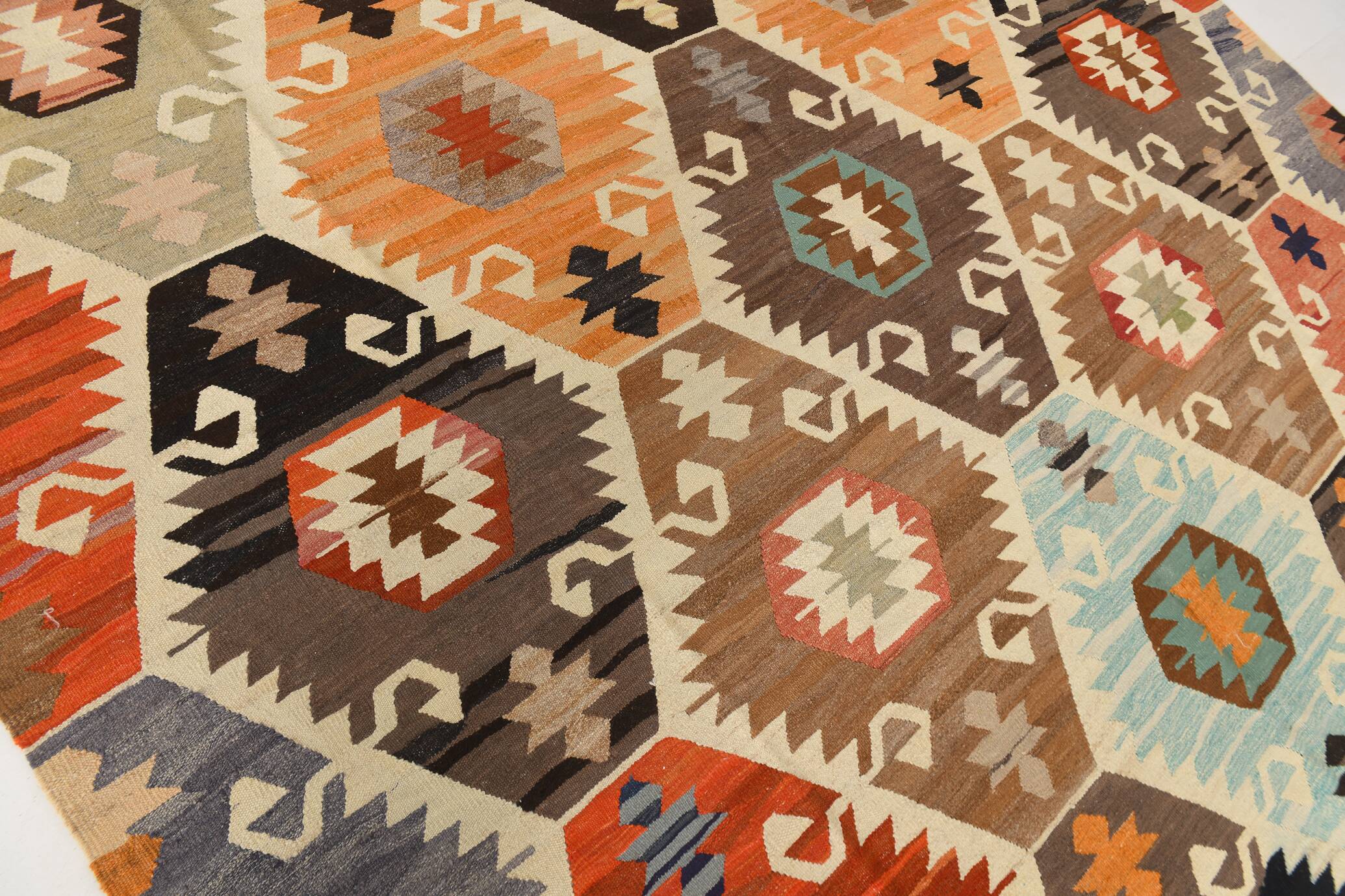 Turkish Multicolor Tribal Vintage Kilim Rug, 298x392Cm