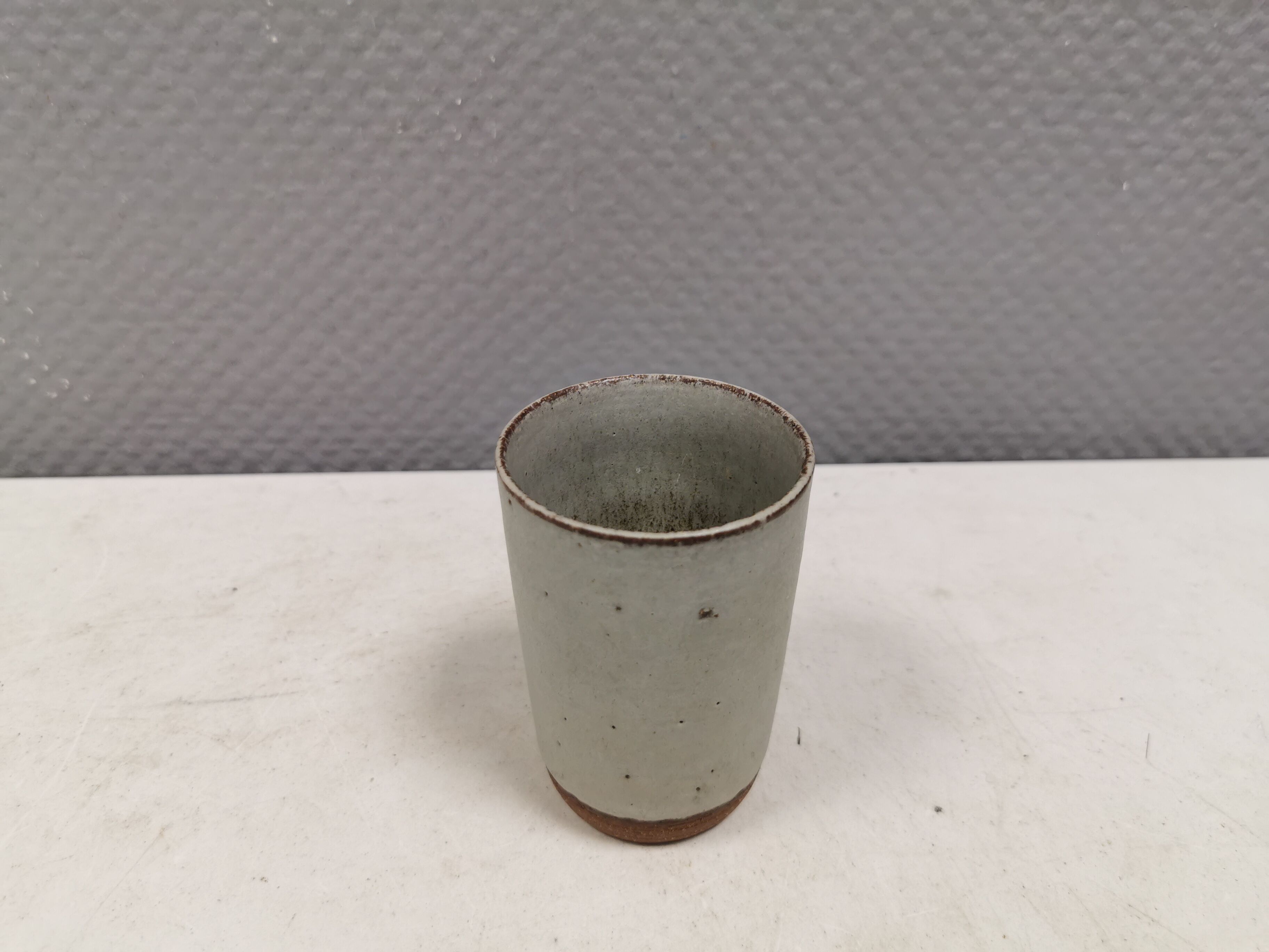 Danish Palshus small ceramic vase, Beige Gray Glaze, 1960s
