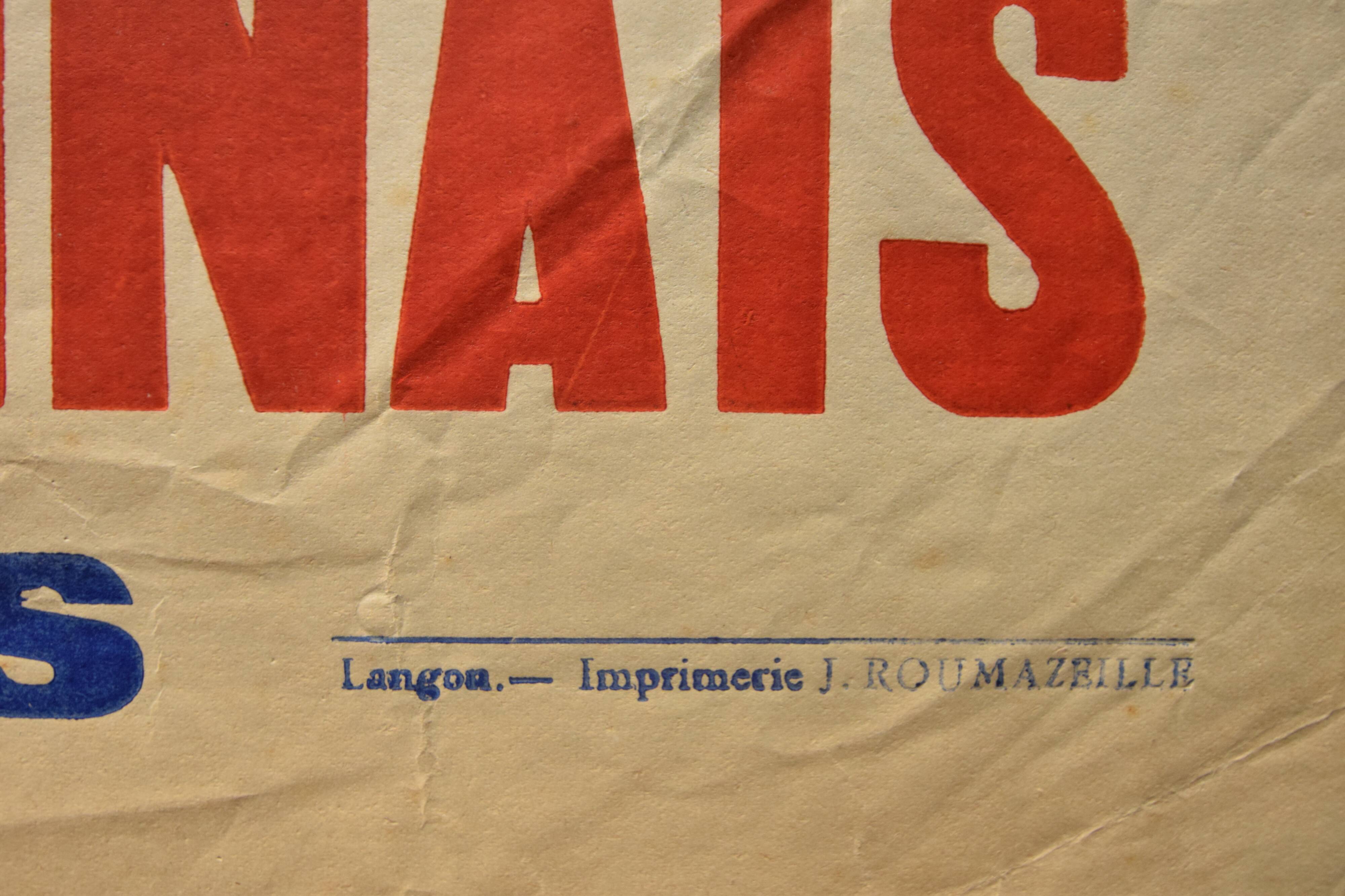 "Rugby Match" poster - City of Langon - 1930s