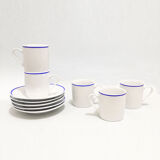 Set of 5 coffee cups and saucers in fine porcelain