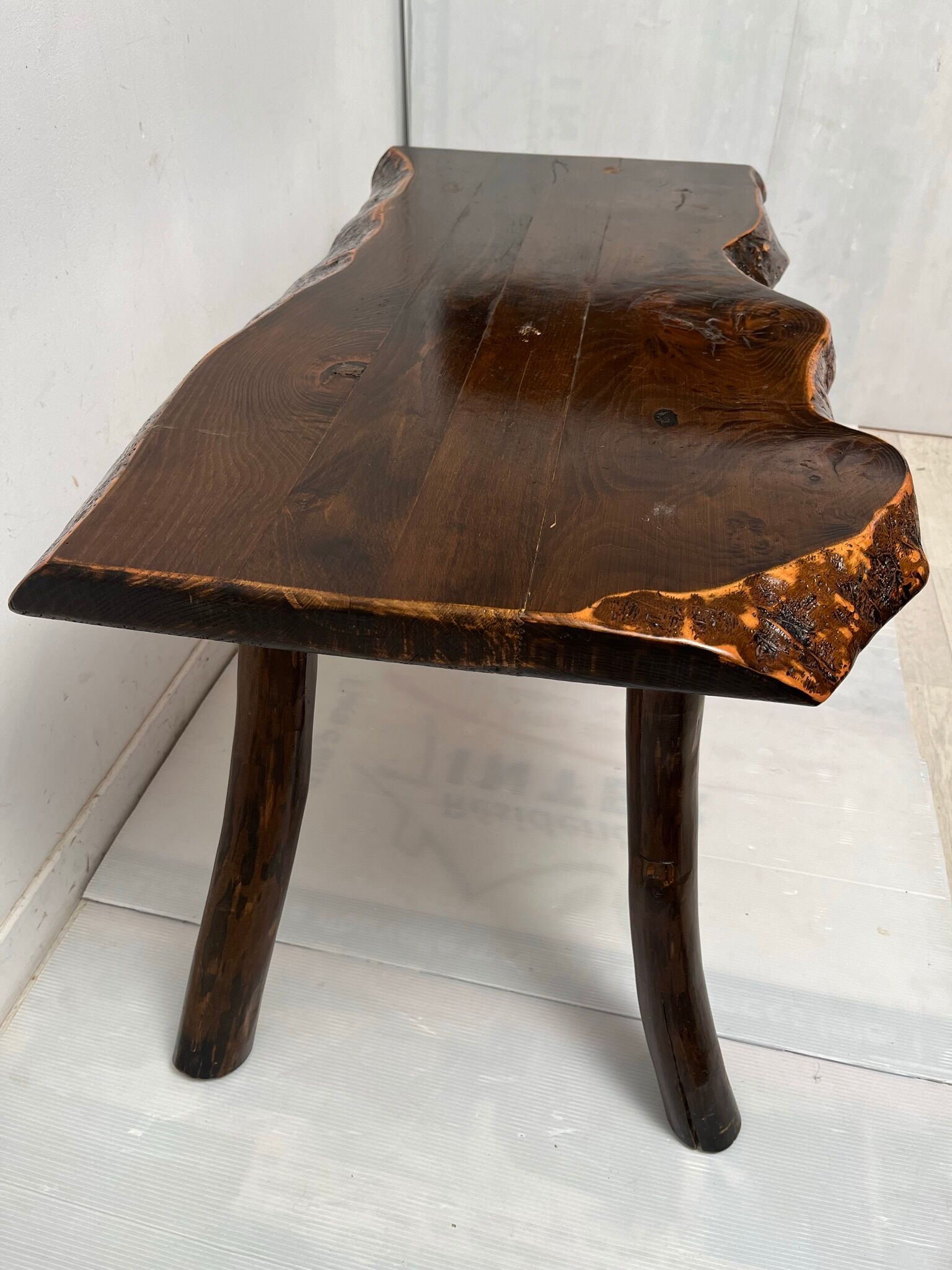 Brutalist vintage coffee table and 2 stools