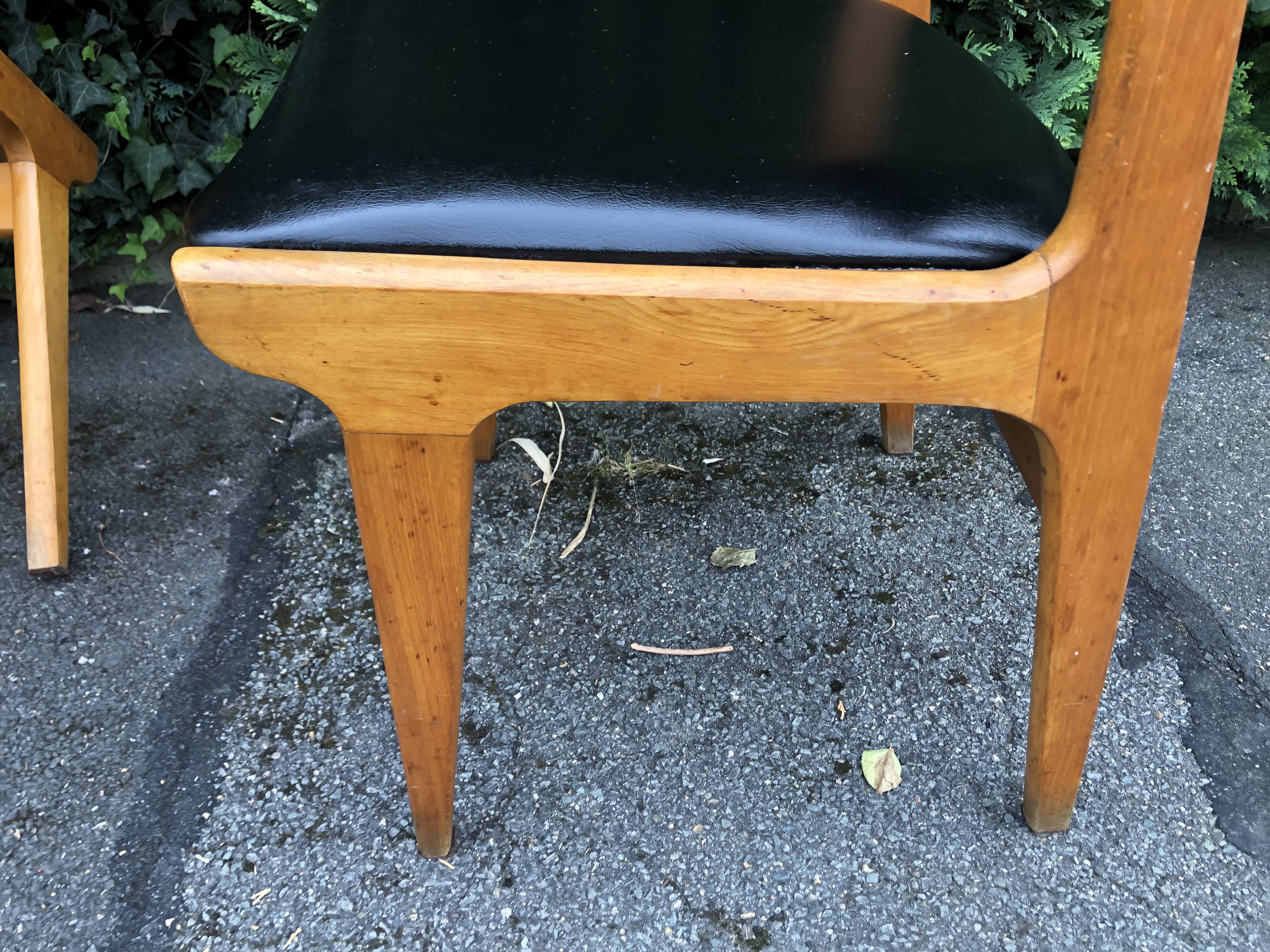 Scandinavian skay chairs and vintage blond wood 60s
