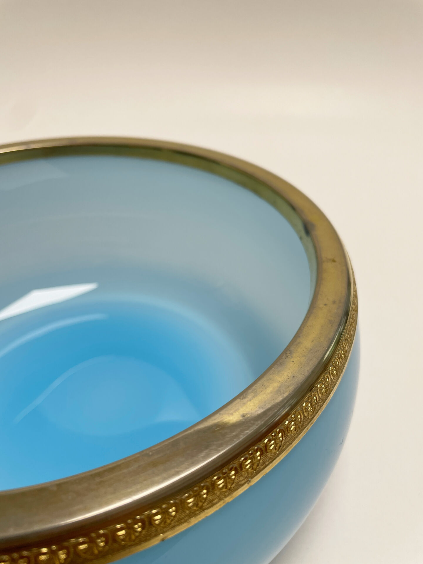 Sky blue opaline glass bowl