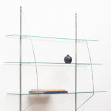 Wall rack 'sail' in chrome and glass