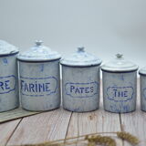 Set of 5 spice pots in enamelled sheet metal