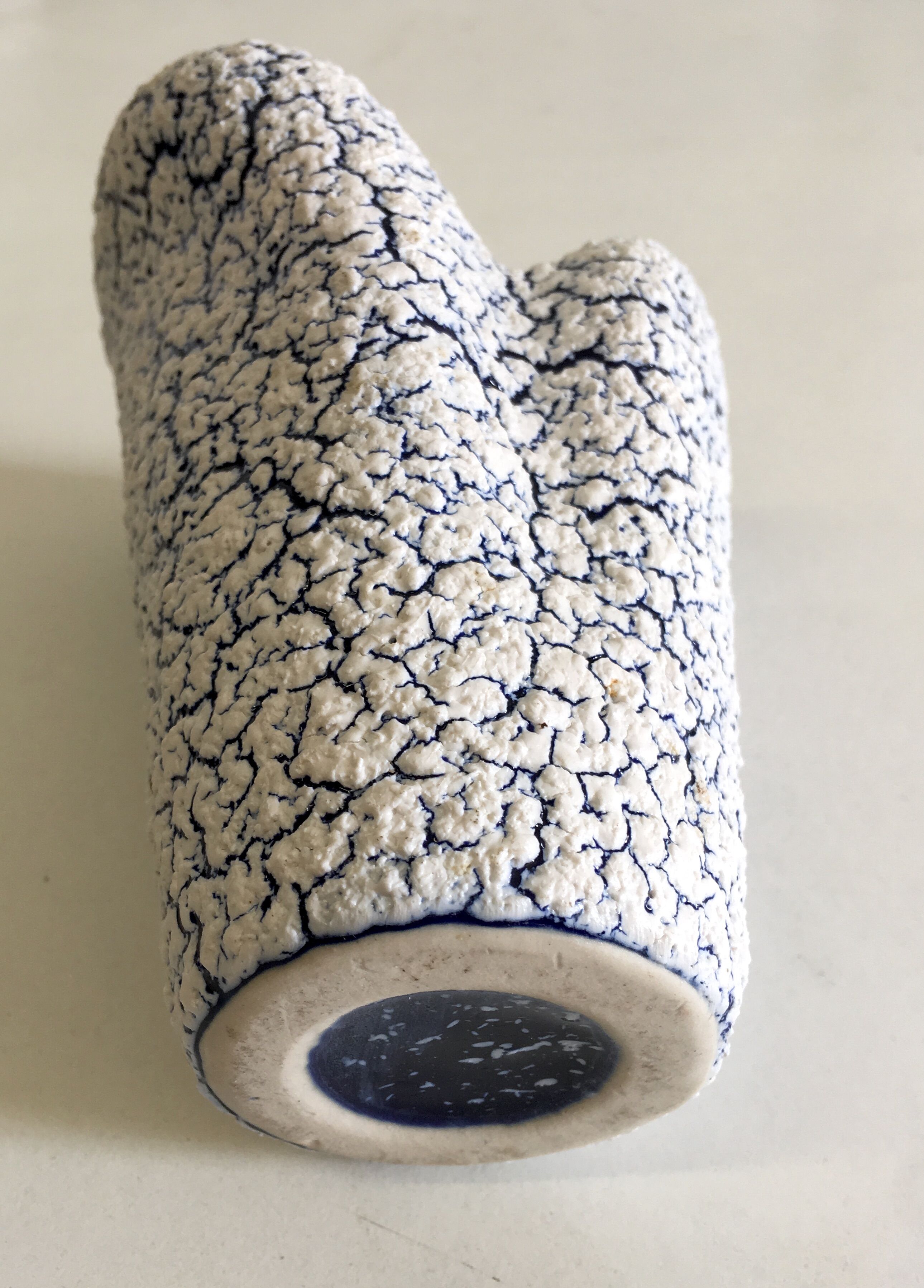 White and blue "fat Lava" vase - 60s