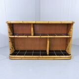 Bamboo rack with black tiles bookcase 1950