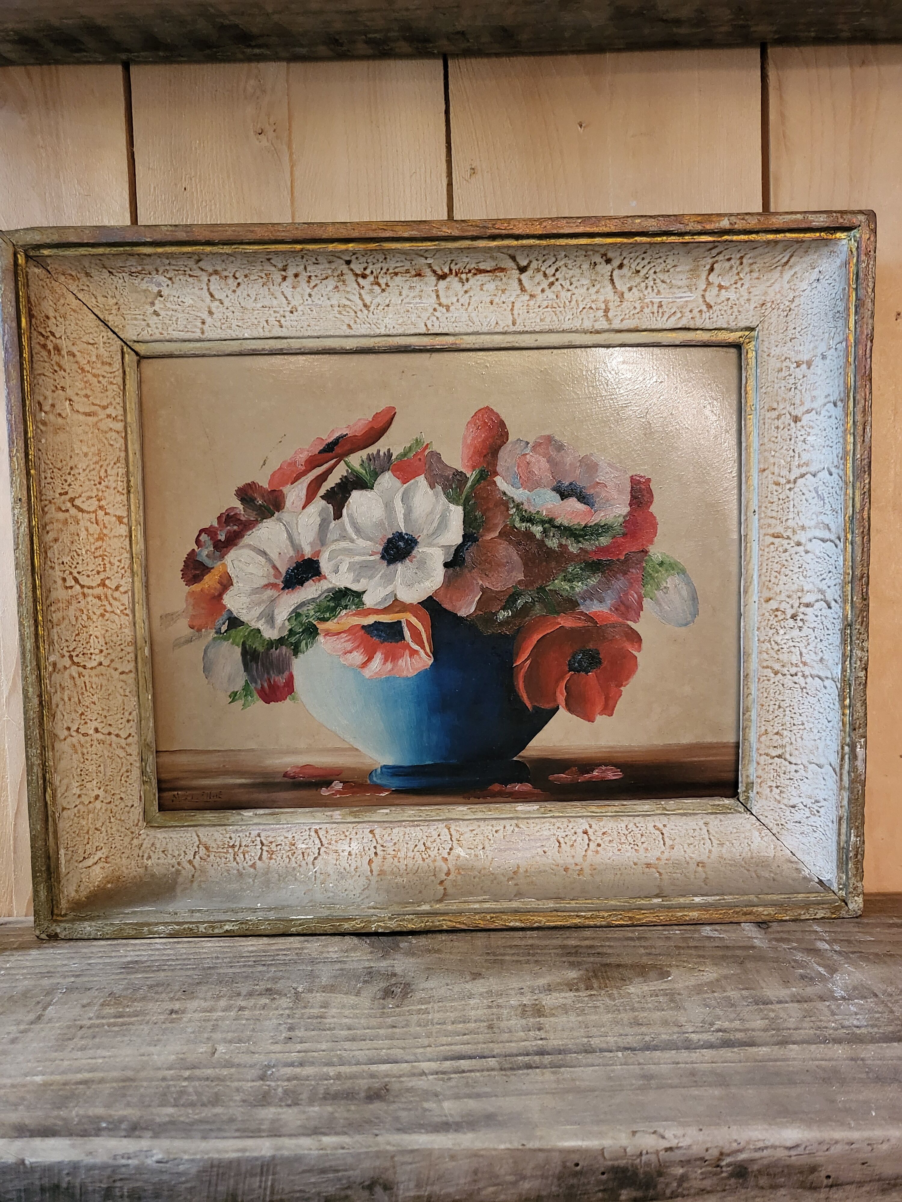 Oil on panel "Anemones"