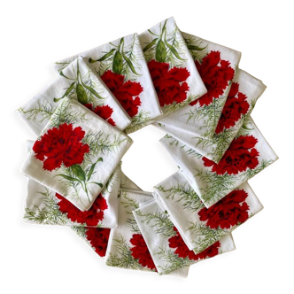 Set of 12 vintage towels printed eyelets - 45x45cm - cotton